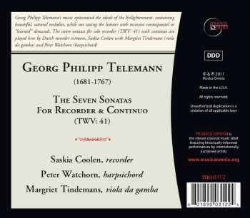CD Georg Philipp Telemann: The Seven Sonatas For Recorder & Continuo