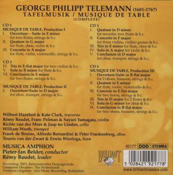 4CD/Dobozkészlet Georg Philipp Telemann: Tafelmusik • Musique De Table (Complete)