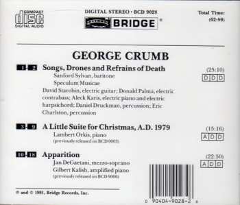 CD George Crumb: Songs, Drones And Refrains Of Death / Apparition / A Little Suite For Christmas, A.D. 1979