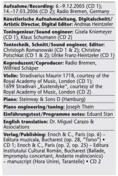 2CD George Enescu: Complete Works For Violin And Piano