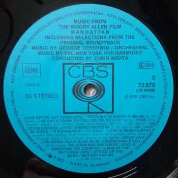 LP The New York Philharmonic Orchestra: Music From The Woody Allen Film "Manhattan"