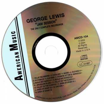 CD George Lewis: "Jam Session" The Only Complete Recordings