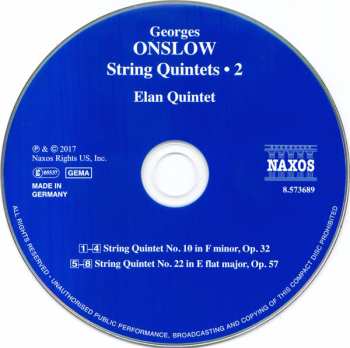 CD George Onslow: String Quintets • 2  Nos. 10 And 22