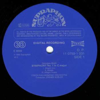 LP The Czech Philharmonic Orchestra: Symphonie No.1 / Jeux D’Enfants / Patrie