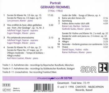 CD Gerhard Frommel: Portrait (Kammermusik Und Lieder = Chamber Music And Songs)