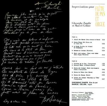 LP Gheorghe Zamfir: Improvisations Flûte De Pan Et Orgue