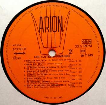 LP Gheorghe Zamfir: Les Flûtes Roumaines