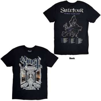 Merch Ghost: Ghost Unisex T-shirt: Skeleta Album Cover '25 Tour Dates (black) (back Print) (small) S