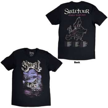 Merch Ghost: Ghost Unisex T-shirt: Skeletour Admat '25 Tour Dates (black) (back Print) (small) S