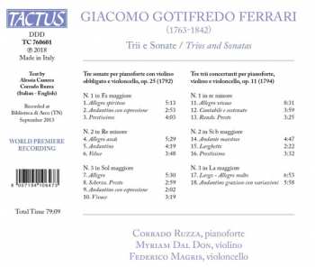 CD Giacomo Gotifredo Ferrari: Trii E Sonate