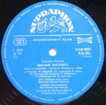3LP/Dobozkészlet Giacomo Puccini: Madame Butterfly (3xLP + BOX + BOOKLET)