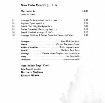 CD Richard Hickox: Martin's Lie (Church Opera) /  Five Songs / Canti Della Lontananza