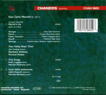 CD Richard Hickox: Martin's Lie (Church Opera) /  Five Songs / Canti Della Lontananza