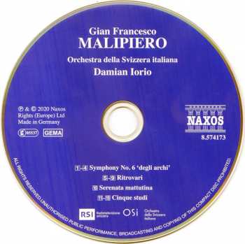 CD Gian Francesco Malipiero: Symphony No. 6 'Degli Archi' ; Ritrovari ; Serenata Mattutina ; Cinque Studi