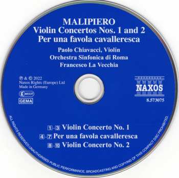 CD Francesco La Vecchia: Violin Concertos Nos. 1 And 2