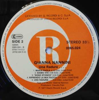 LP Gianna Nannini: Una Radura ...
