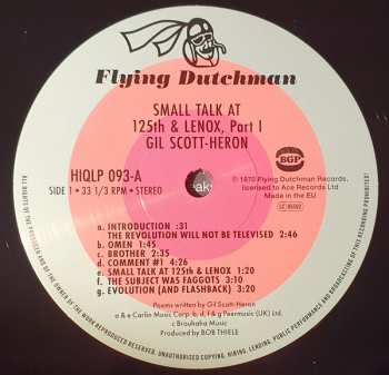 LP Gil Scott-Heron: Small Talk At 125th And Lenox