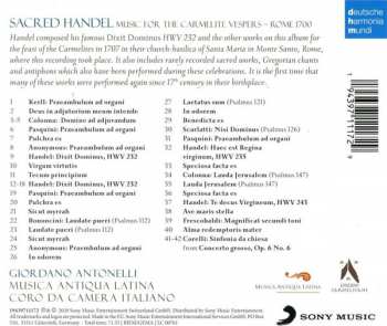 CD Giordano Antonelli: Sacred Handel - Music for the Carmelitan Vespers Rome 1700