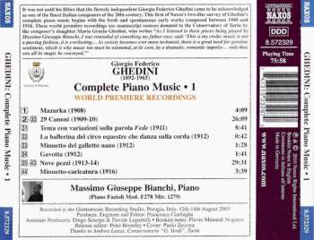 CD Giorgio Federico Ghedini: Complete Piano Music 1 - 29 Canoni • Nove Pezzi • Tema Con Variazioni