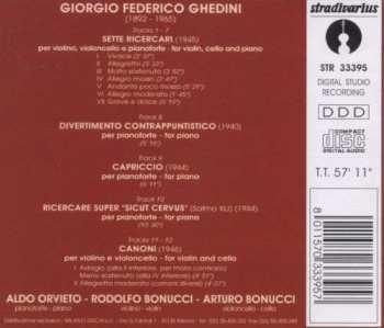 CD Giorgio Federico Ghedini: Sette Ricercari - Divertimento Contrappuntistico - Canoni Per Violino E Violoncello - Capriccio - Ricercare Super "Sicut Cervus"