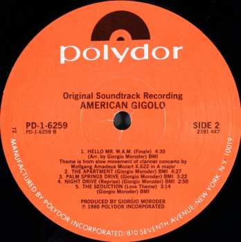 LP Giorgio Moroder: American Gigolo (Original Soundtrack Recording)