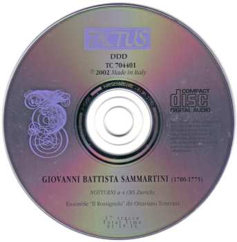 CD Giovanni Sammartini: Notturni A 4, Flutta Traversiere, Due Violini E Basso (MS, Zurich)