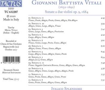 CD Giovanni Battista Vitali: Sonate A Due Violini Op. 9, 1684