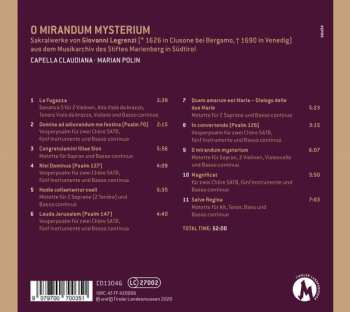 CD Giovanni Legrenzi: O Mirandum Mysterium