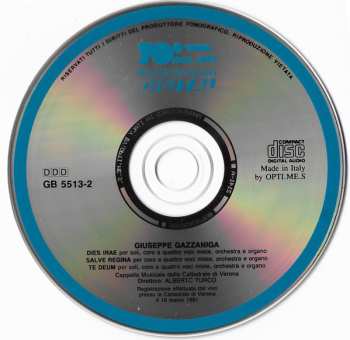 CD Giuseppe Gazzaniga: Dies Irae . Salve Regina . Te Deum