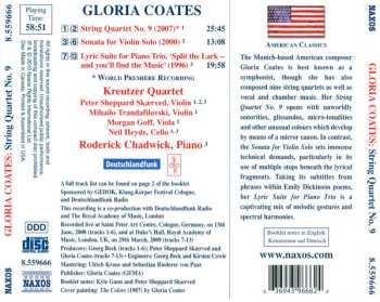 CD Gloria Coates: String Quartet No. 9 • Sonata For Violin Solo • Lyric Suite For Piano Trio