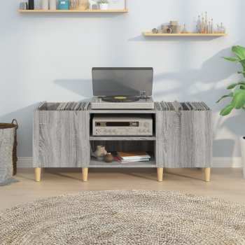 Audiotechnika Goka Skříňka s přihrádkami na LP desky a audiotechniku - dřevěné nohy Šedá sonoma (831931)