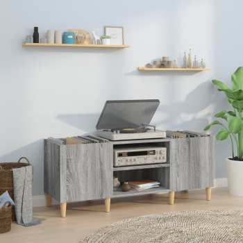 Audiotechnika Goka Skříňka s přihrádkami na LP desky a audiotechniku - dřevěné nohy Šedá sonoma (831931)