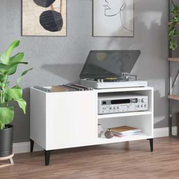 Audiotechnika Goka Skříňka s přihrádkou na LP desky a audiotechniku - kovové nohy Bílá (831949)
