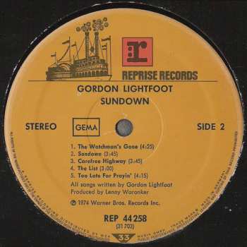 LP Gordon Lightfoot: Sundown CLR