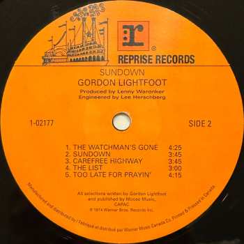 LP Gordon Lightfoot: Sundown