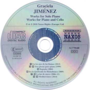 CD Graciela Jiménez: Works For Solo Piano • Works For Piano And Cello