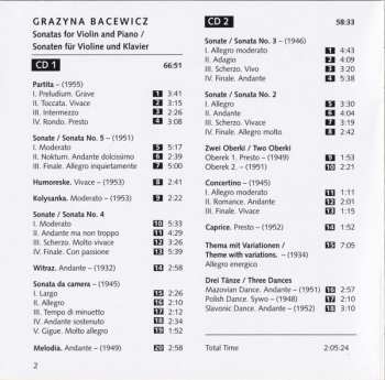 2CD Grażyna Bacewicz: Complete Works For Violin & Piano (World Premiere)