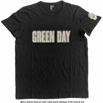 Merch Green Day: Vyšívané Tričko Logo Green Day & Grenade  M