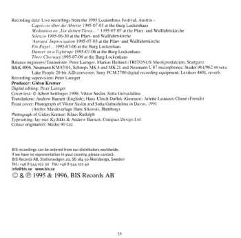 CD Gidon Kremer: Astraea. Live At Lockenhaus