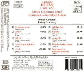 CD Guillaume Dufay: Missa L'Homme Armé / Supremum Est Mortalibus Bonum