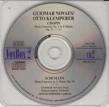 2CD Otto Klemperer: Beethoven, Chopin & Schumann Piano Concerto Encores