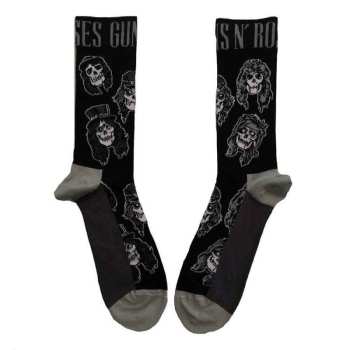 Merch Guns N' Roses: Guns N' Roses Unisex Ankle Socks: Skulls Band Monochrome (black) (uk Size 4 - 7) 36 - 42