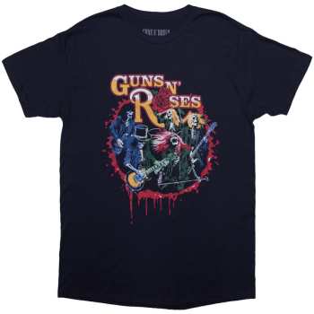 Merch Guns N' Roses: Guns N' Roses Unisex T-shirt: Was Here (navy Blue) (back Print) (small) S
