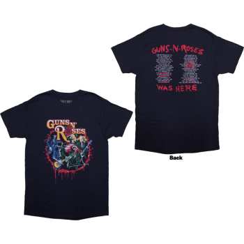 Merch Guns N' Roses: Guns N' Roses Unisex T-shirt: Was Here (navy Blue) (back Print) (small) S