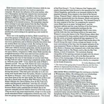 CD The Royal Philharmonic Orchestra: Hymns From The Rig Veda / Two Eastern Pictures / Hymn To Dionysus PIC