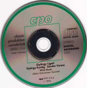 CD György Ligeti: Ten Pieces For Wind Quintet / Six Bagatelles