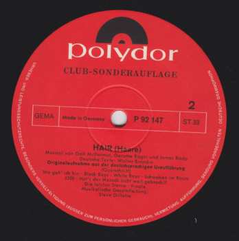 LP "Haare" Ensemble: Hair (Deutsche Originalaufnahme)