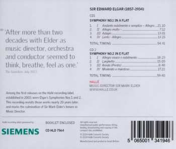 2CD Sir Edward Elgar: Symphony No. 1 In A Flat / Symphony No. 2 In E Flat