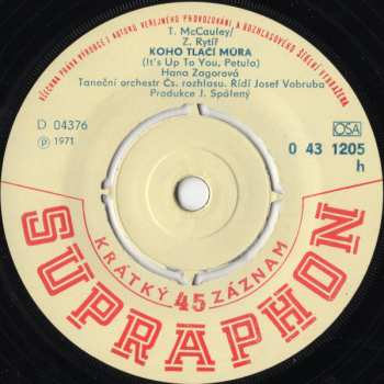 SP Hana Zagorová: Já Jsem Tvá Neznámá / Koho Tlačí Můra