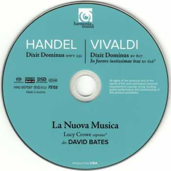 SACD Antonio Vivaldi: Dixit Dominus HWV 232 / Dixit Dominus RV 807 / In Furore Iustissimae Irae RV 626